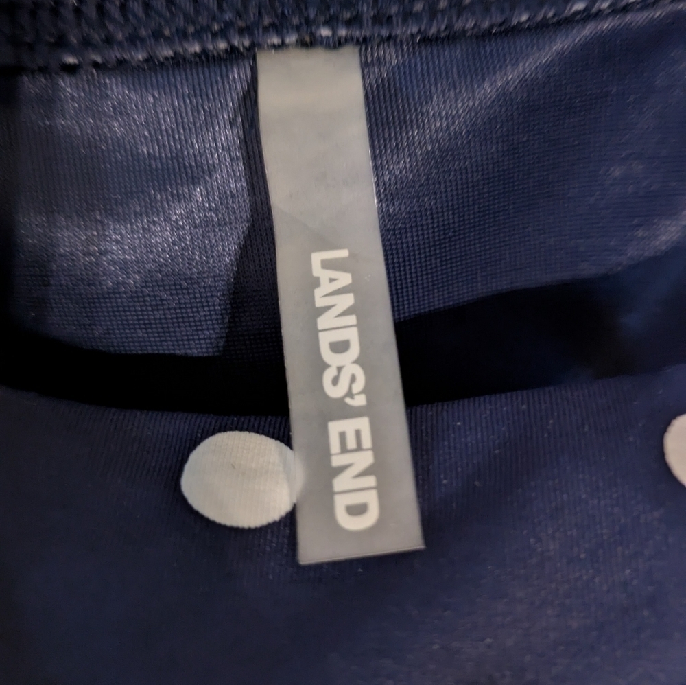 Lands End Navy Blue Polka Dot Swim Top 12 - Picture 3 of 7